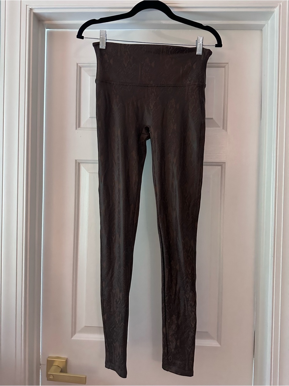 SPANX Brown Snakeskin Print Leggings Size Medium